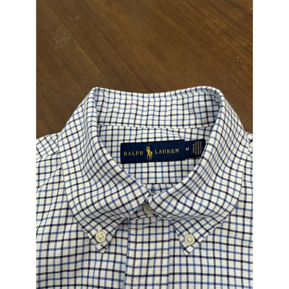 Polo Ralph Lauren Men's Shirt M Plaid L/S Classic Fit Button Down Flesh Pony